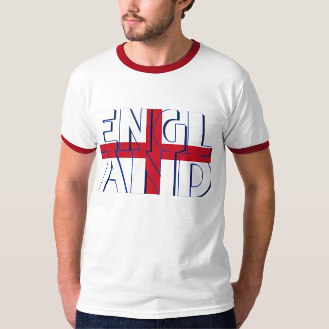 T-shirt Cruz de Inglaterra St George e texto do design (Frente)