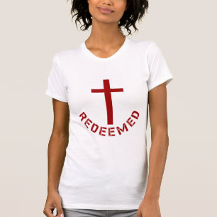 T-shirt Cruz Vermelha e Design de texto Repensados Cristã