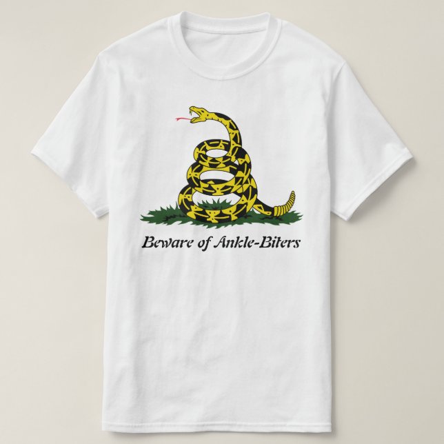 T-shirt Cuidado com as mordidas de anquilha (Frente do Design)