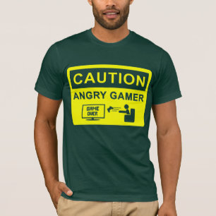 T-shirt Cuidado! Tshirt irritado do Gamer