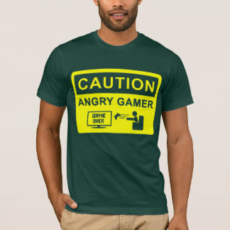 T-shirt Cuidado! Tshirt irritado do Gamer