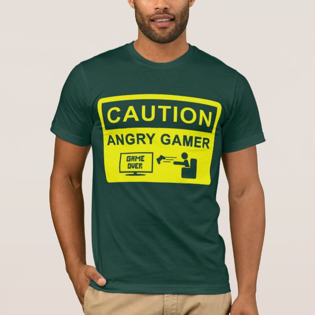 T-shirt Cuidado! Tshirt irritado do Gamer (Frente)