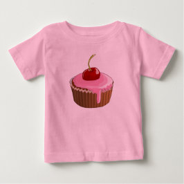 T-shirt Cupcake de glacê rosa bonita com cereja