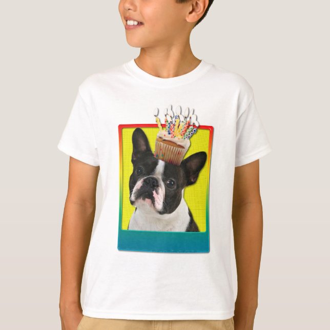 T-shirt Cupcake do convite - Boston Terrier (Frente)