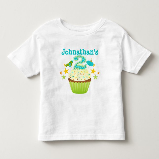 T-shirt Cupcake do segundo aniversário (Boys) (Frente)
