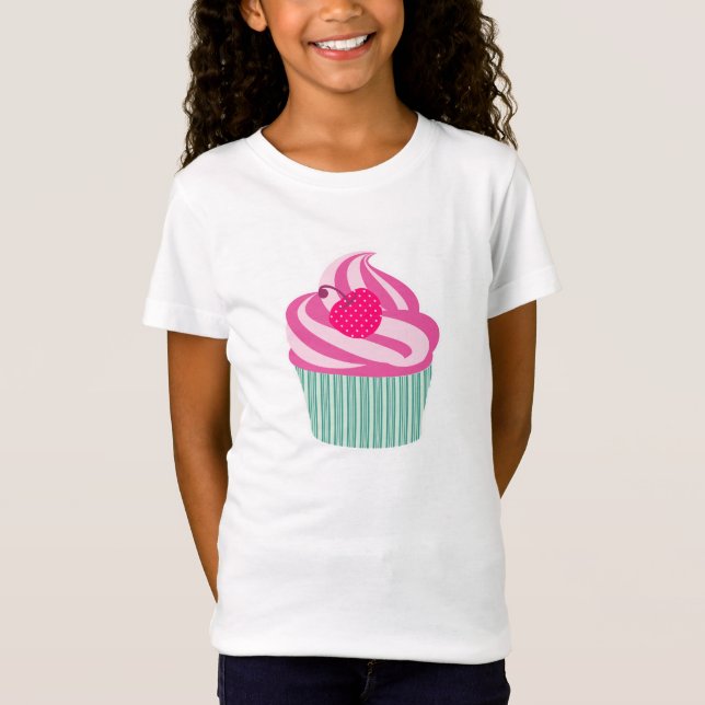 T-shirt Cupcake rosa WIth Bolinhas Cherry (Frente)