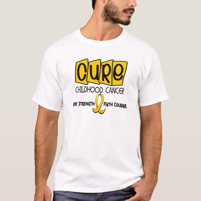 T-shirt CURA da consciência do cancer da infância (Frente)