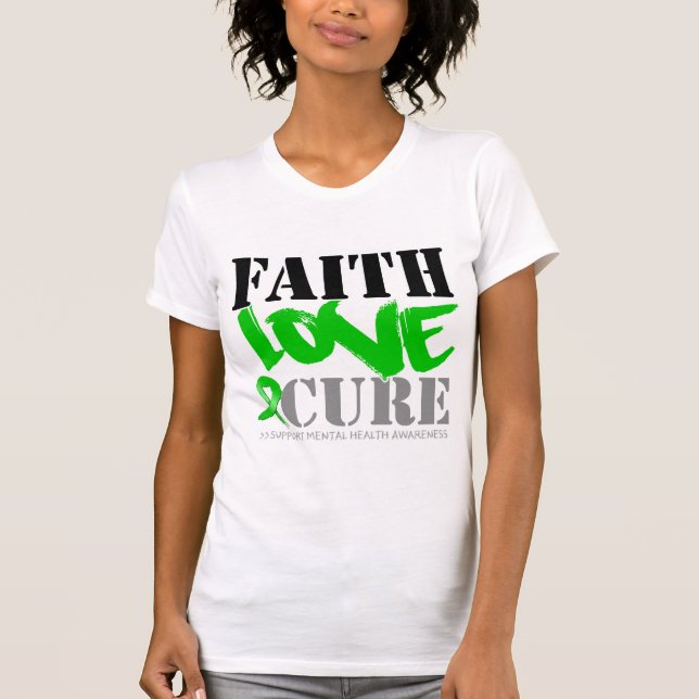 T-shirt Cura do Amor com Fé de Saúde Mental (Frente)