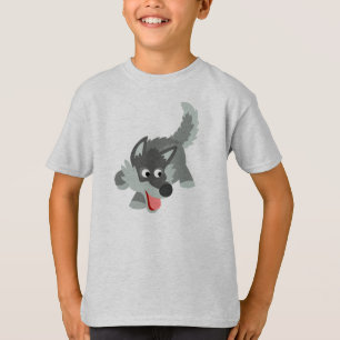 T-shirt curioso bonito das crianças do lobo dos