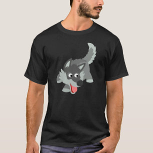 T-shirt curioso bonito do lobo dos desenhos