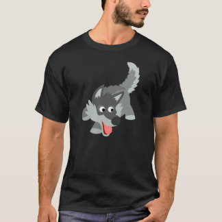 T-shirt curioso bonito do lobo dos desenhos