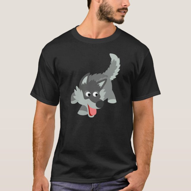 T-shirt curioso bonito do lobo dos desenhos (Frente)