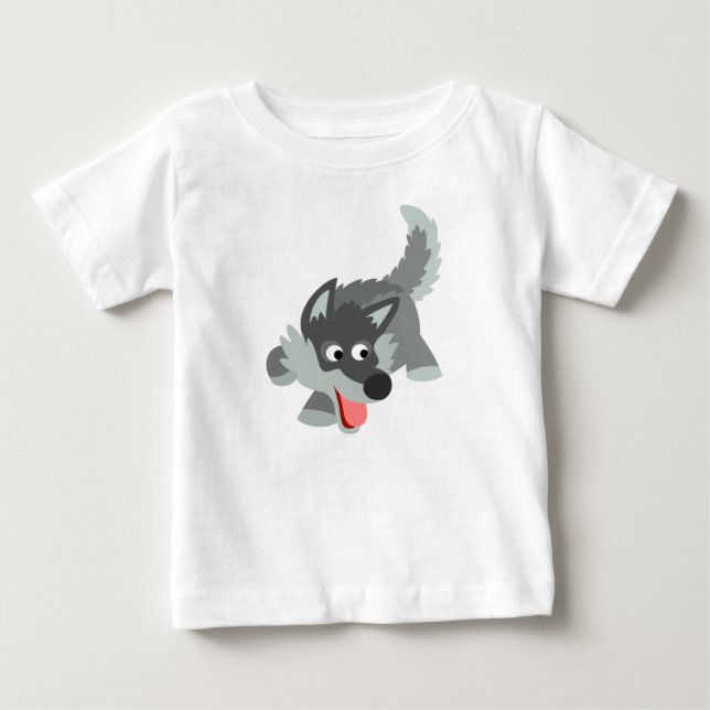 T-shirt Curioso desenho animado Wolf Baby T Shirt (Frente)