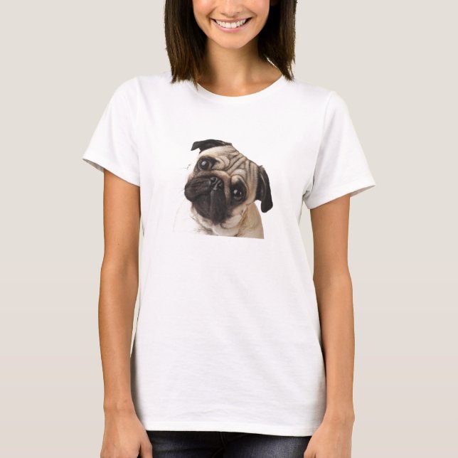 T-shirt curioso do Pug (Frente)