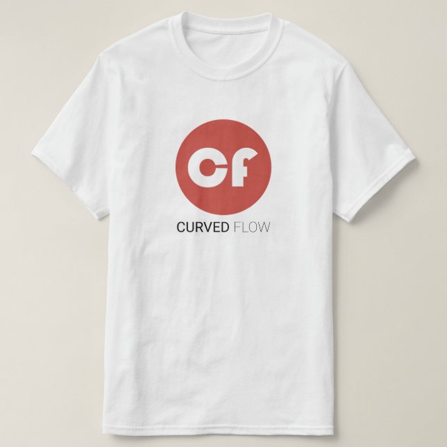 T-shirt curvado do logotipo do FLUXO (Frente do Design)