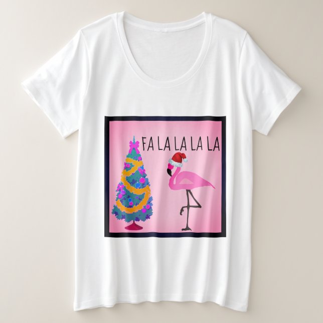 T-shirt Curvy do tamanho das mulheres do flamingo (Frente do Design)