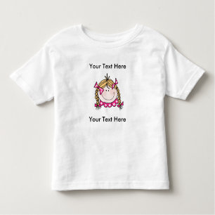 T-shirt customizável da menina loura