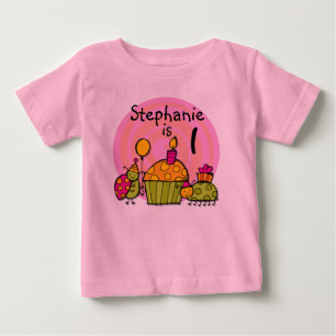 T-shirt customizável do aniversário do cupcake d