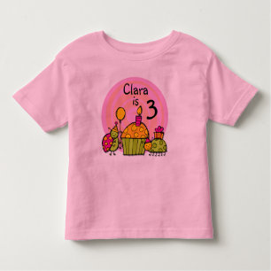 T-shirt customizável do aniversário do cupcake do