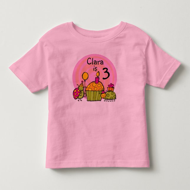 T-shirt customizável do aniversário do cupcake do (Frente)