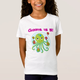 T-shirt customizável do aniversário do polvo