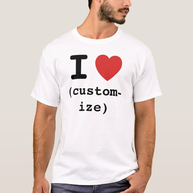 T-shirt customizável do coração de I (Frente)