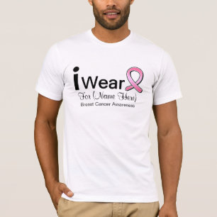 T-shirt Customizável eu visto a fita de câncer de mama