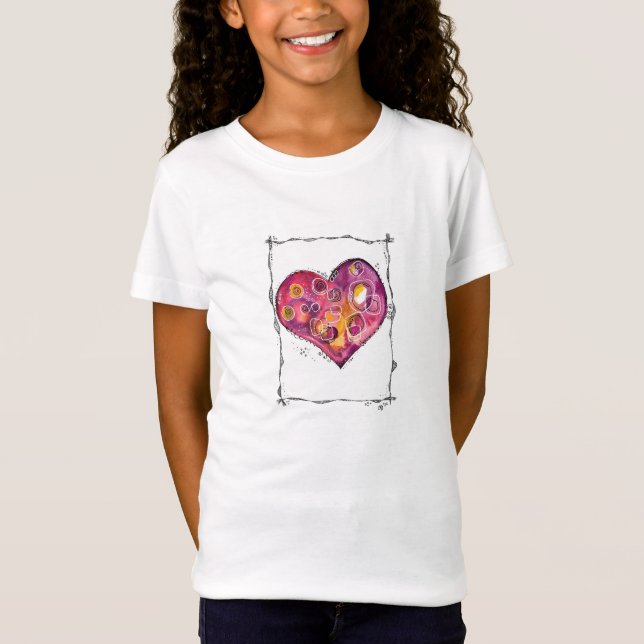 T-Shirt Cute and Whimsical Heart Doodle (Frente)