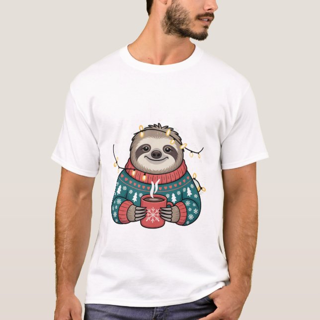 T-Shirt Cute Christmas Sloth Tee | Funny Holiday  (Frente)
