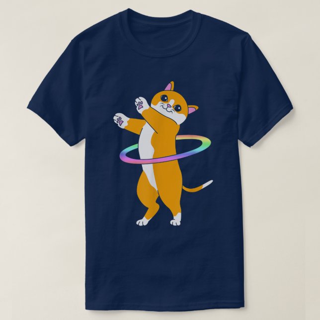 T-Shirt Cute Dancer Hula Hooper Cat Hula Hoop (Frente do Design)