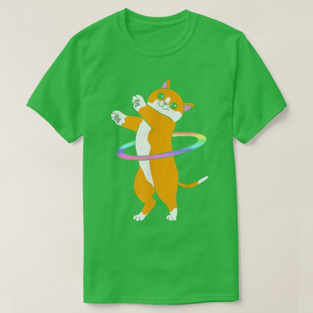 T-Shirt Cute Dancer Hula Hooper Cat Hula Hoop (Frente do Design)