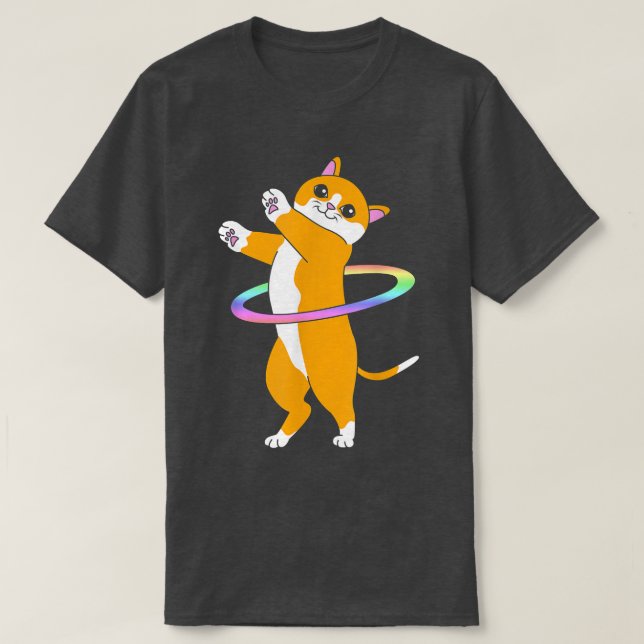 T-Shirt Cute Dancer Hula Hooper Cat Hula Hoop (Frente do Design)