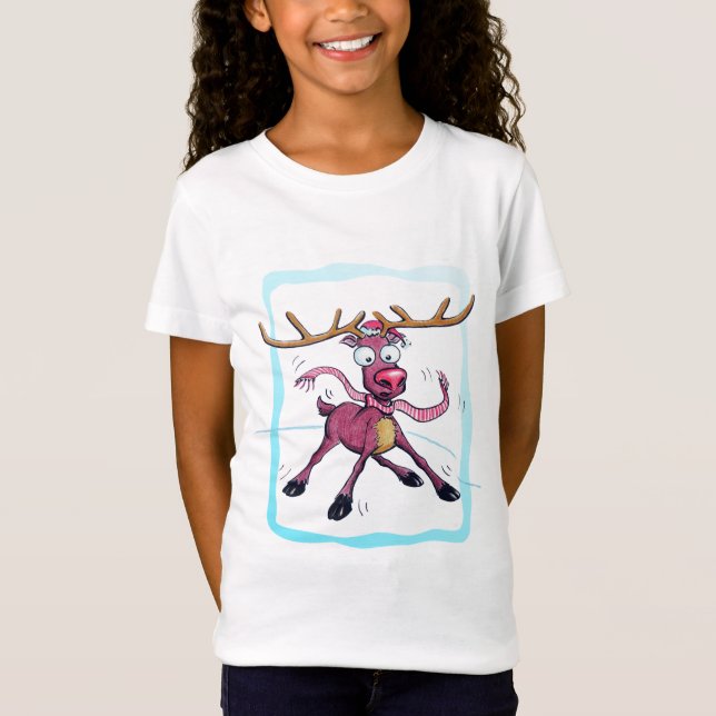 T-shirt Cute Deer sobre gelo Engraçado Cartografia de Nata (Frente)