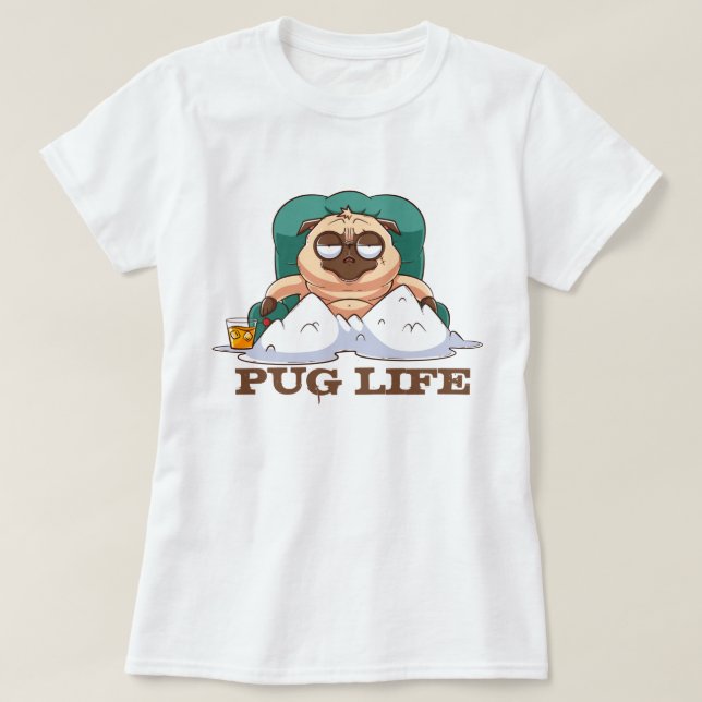 T-Shirt Cute Fat Pug (Frente do Design)