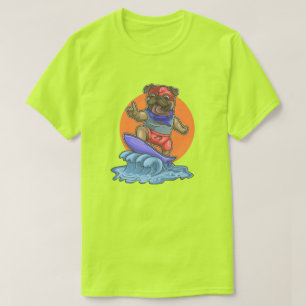 T-Shirt Cute Surfing Pug