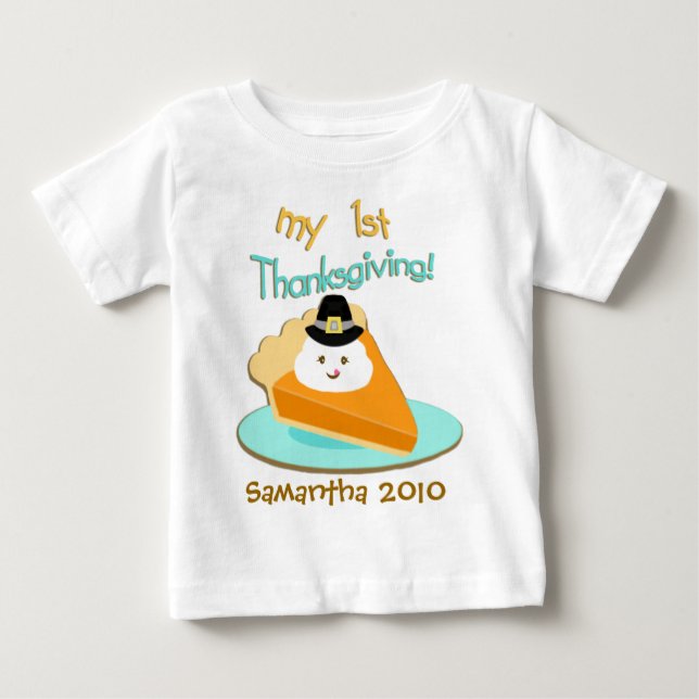 T-shirt da acção de graças do bebê feito sob (Frente)