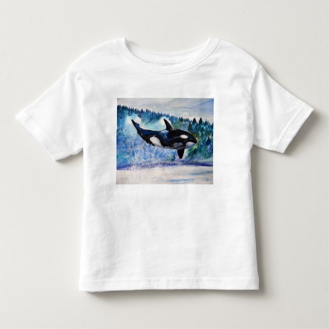 T-shirt da aguarela da baleia da orca (Frente)