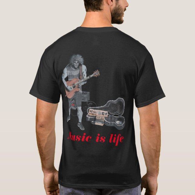 T-shirt da arte da fantasia do músico da guitarra (Verso)