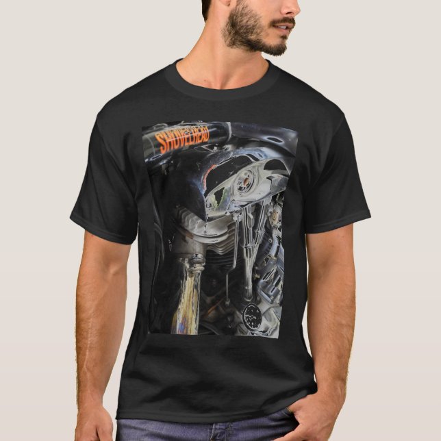 T-shirt da arte da motocicleta de Shovelhead (Frente)