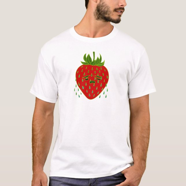 T-shirt da arte do Doodle dos rasgos da morango (Frente)