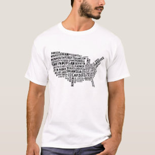 T-shirt da arte do texto do mapa de Galês