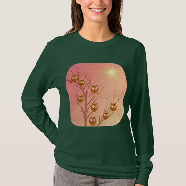 T-shirt da árvore da coruja (Frente)
