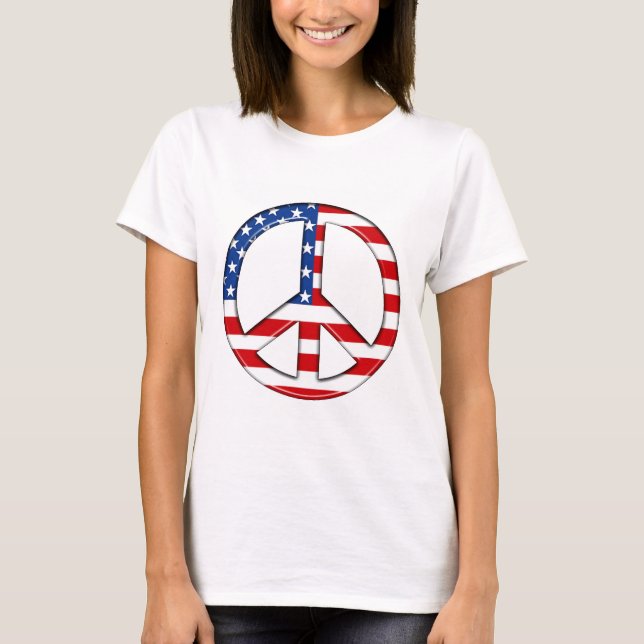 T-shirt da bandeira americana de sinal de paz (Frente)