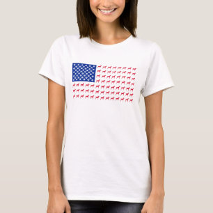 T-shirt da bandeira americana do Vizsla das