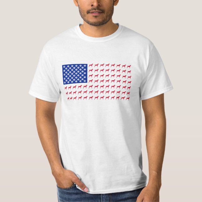 T-shirt da bandeira americana do Vizsla dos homens (Frente)