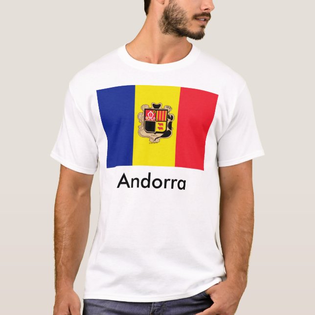 T-shirt da bandeira de Andorra (Frente)