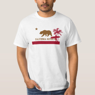 T-shirt da bandeira de Califórnia - surfista na