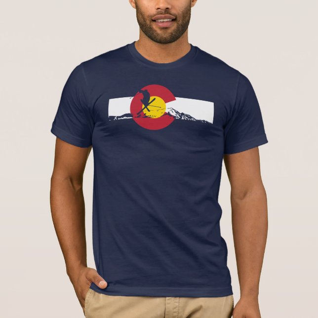 T-shirt da bandeira de Colorado - esquiador - (Frente)