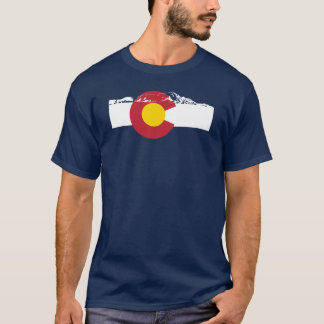 T-shirt da bandeira de Colorado - montanhas
