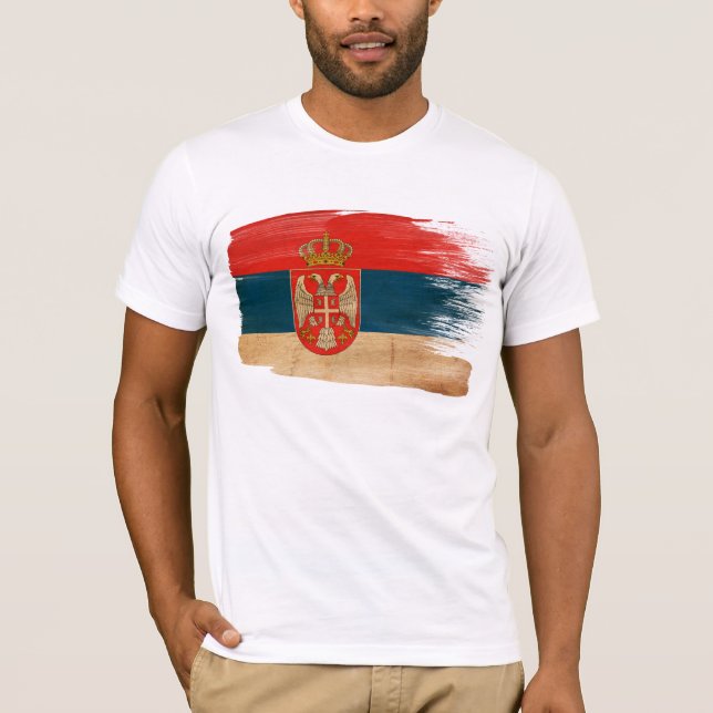 T-shirt da bandeira de Serbia (Frente)